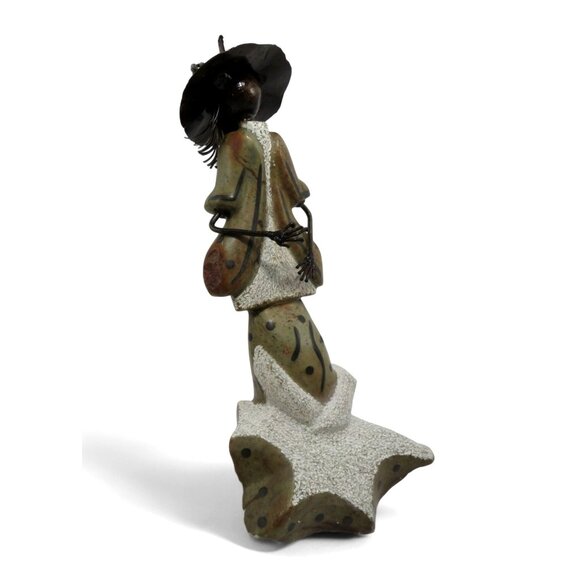 Woman Sculpture Handmade from Stone and Metal in South Africa 13" Tall - Picture 3 of 10